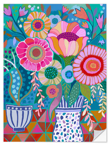 Sticker mural Exuberant Flowers in a Vase