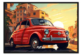 Gerahmter Kunstdruck Fiat 500 Pop Art