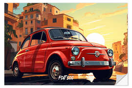 Selvklebende plakat Fiat 500 Pop Art