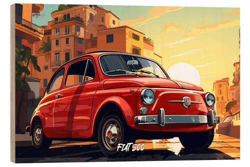 Cuadro de madera Fiat 500 Pop Art