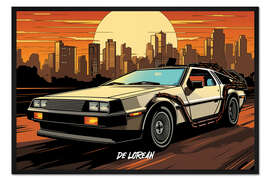Gerahmter Kunstdruck DeLorean Pop Art
