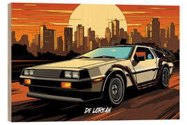 Wood print DeLorean Pop Art