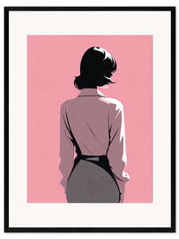 Framed art print Back View of a Woman in Pink