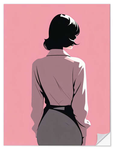 Wall sticker Back View of a Woman in Pink