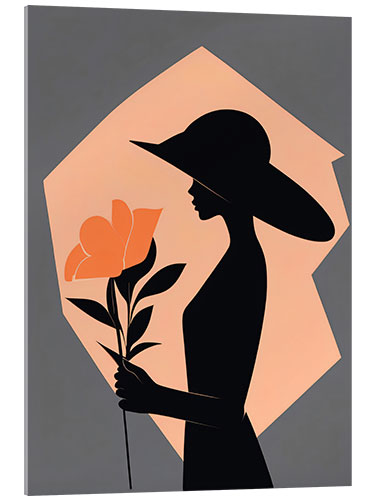 Acrylglasbild Stilisierte Dame mit Blume