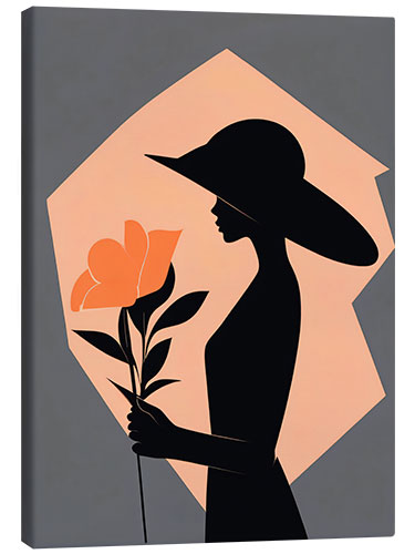 Quadro em tela Stylized Lady with Flower