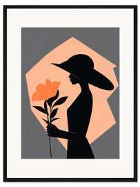 Gerahmter Kunstdruck Stilisierte Dame mit Blume