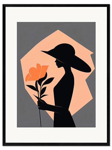 Gerahmter Kunstdruck Stilisierte Dame mit Blume