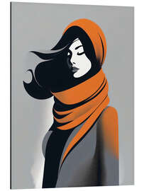 Aluminium print Abstract Woman in Orange Scarf