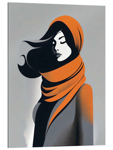 Galleritryck Abstract Woman in Orange Scarf