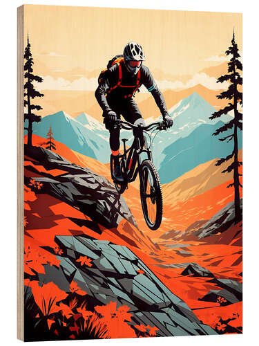 Wood print Mountain Bike Downhill I