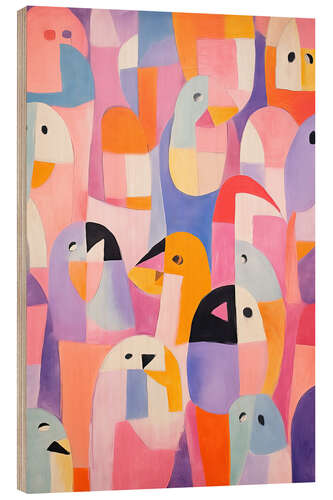 Tableau en bois Colourful Penguins