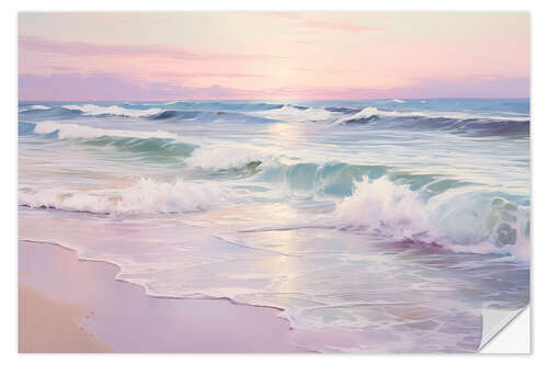 Selvklæbende plakat Calming Pastel Beach Painting