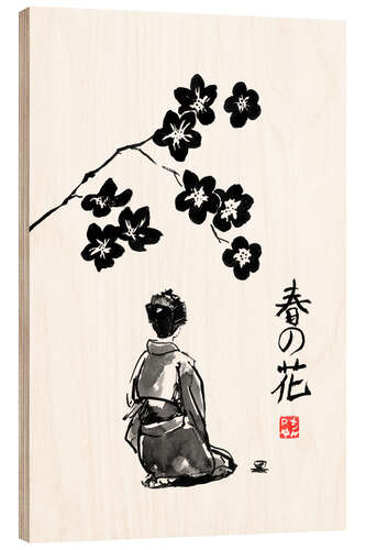 Wood print Spring Flowers