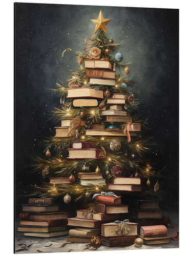 Aluminiumsbilde Christmas Tree Books