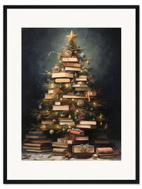 Gerahmter Kunstdruck Weihnachtsbaum Bücher