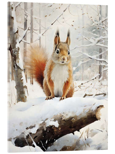 Acrylglas print Squirrel in Winter Forest