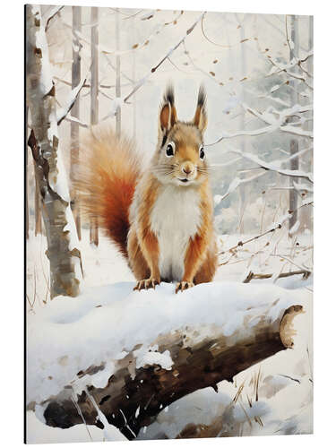 Aluminium print Squirrel in Winter Forest