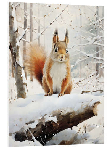 Foam board print Squirrel in Winter Forest