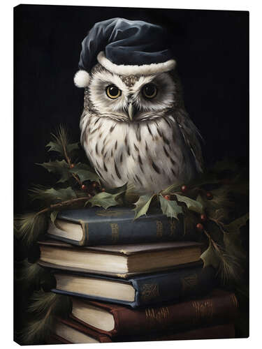 Canvas print White Owl on Books