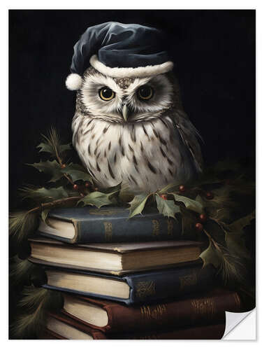 Vinilo para la pared White Owl on Books