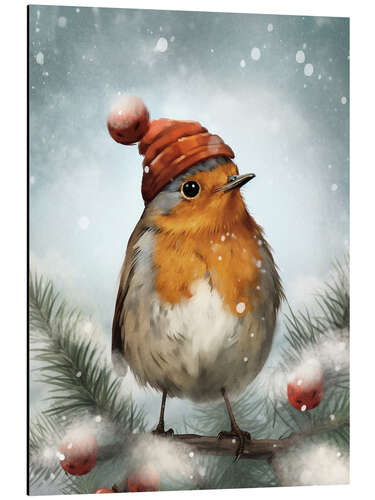 Aluminiumtavla Christmas Bird Robin