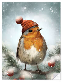 Sticker mural Christmas Bird Robin