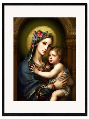 Gerahmter Kunstdruck Jungfrau Maria mit Kind I