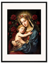 Gerahmter Kunstdruck Jungfrau Maria mit Kind II