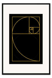 Gerahmter Kunstdruck Goldener Schnitt, Schwarzgold
