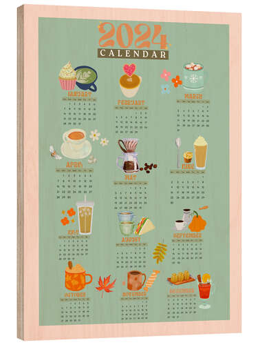 Tableau en bois 2024 Calendar Hot Beverages