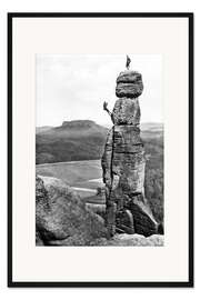 Gerahmter Kunstdruck Bergsteiger, Sächsische Schweiz, ca. 1930