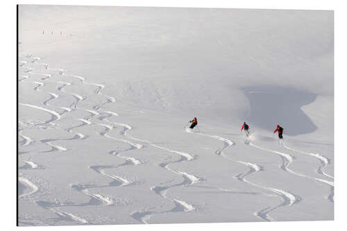 Tableau en aluminium Downhill Run With Snow Tracks