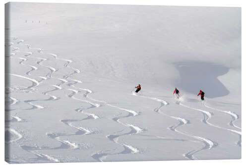 Canvas-taulu Downhill Run With Snow Tracks