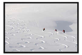 Gerahmter Kunstdruck Abfahrt mit Schneespuren