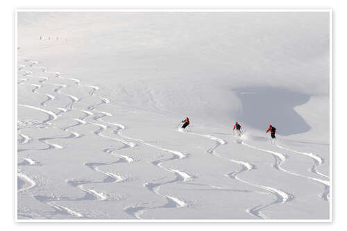 Poster Abfahrt mit Schneespuren