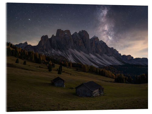 Cuadro de metacrilato Milkyway behind the Geisleralm in the Italian Dolomites