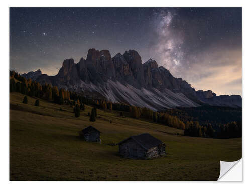 Sticker mural Milkyway behind the Geisleralm in the Italian Dolomites