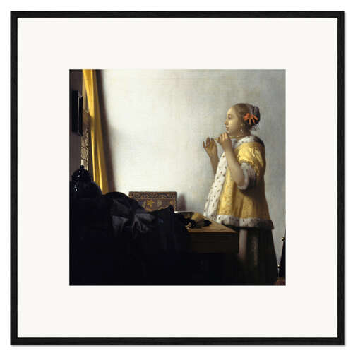 Framed art print Young Woman with a Pearl Necklace