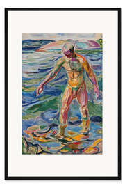 Gerahmter Kunstdruck Badender Mann, 1918