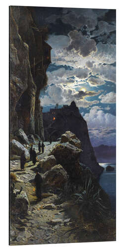 Aluminium print Monks Walking to the Mountain Monastery of Athos, Hermann Corrodi