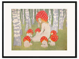 Kehystetty taidepainatus Mother Mushroom With Her Children, Edward Okun