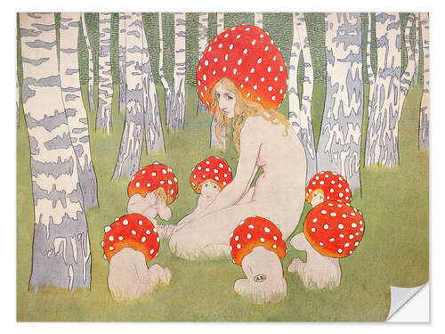 Vinilo para la pared Mother Mushroom With Her Children, Edward Okun