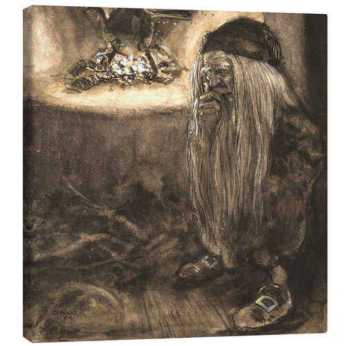 Canvas print Troll by a Fireplace