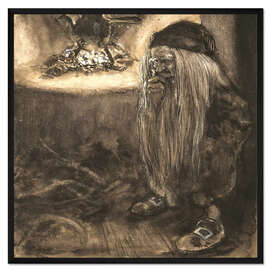 Gerahmter Kunstdruck Troll am Kamin