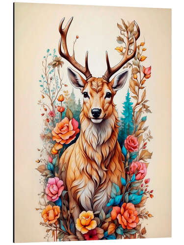 Tableau en aluminium Floral Deer