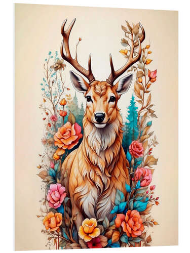 Foam board print Floral Deer