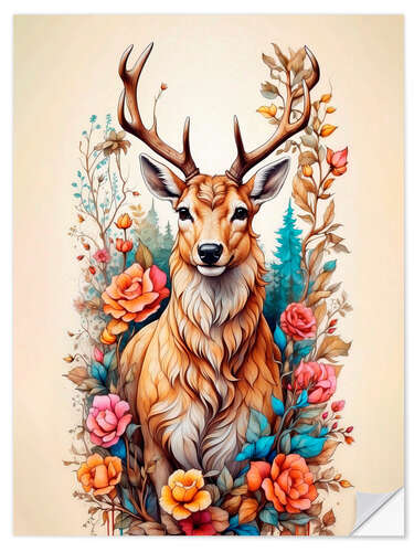 Sticker mural Floral Deer