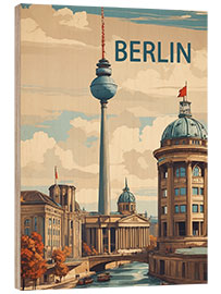 Holzbild  Berlin Reiseplakat - nobelart
