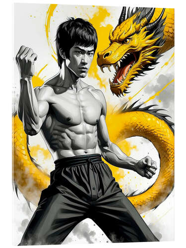 Quadro em acrílico Bruce Lee Kung Fu Master